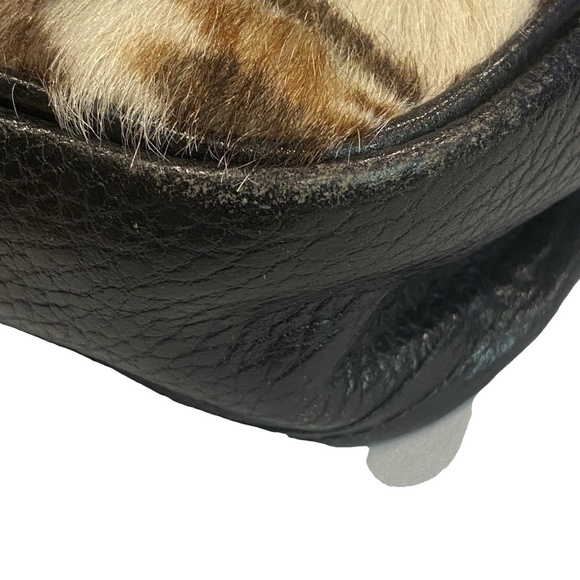 HOLT RENFREW Italian Leather Pony Hair Crossbody Bag Vintage Y2K Small - Picture 12 of 16